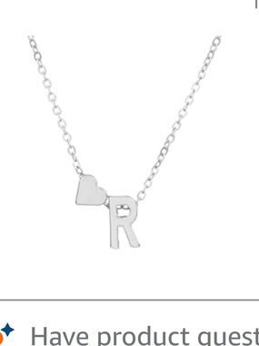 Silver Heart and 'R' Initial Necklace - Women's Jewelry
